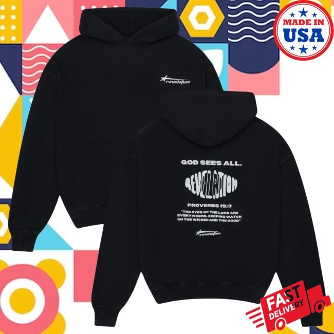 Official Revelation Apparel Clothing Proverbs 15:3 “God Sees All” Popover Sweatshirt Revelation Merch Official Revelation Apparel Clothing Proverbs 15:3 “God Sees All” Popover Sweatshirt Revelation Merch