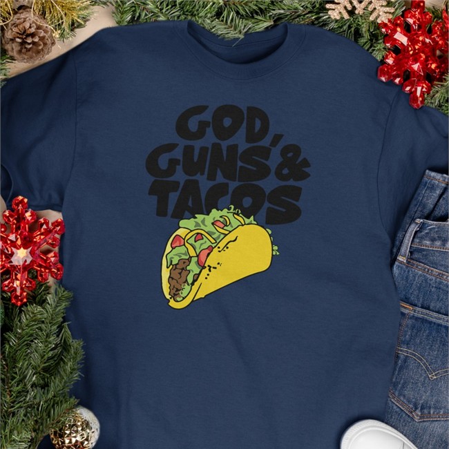 Bunker Branding Merch Bunker Branding Guns And Tacos Shirt Light Blue Light Blue Bunker Branding Guns And Tacos Shirt Bunker Branding Merch