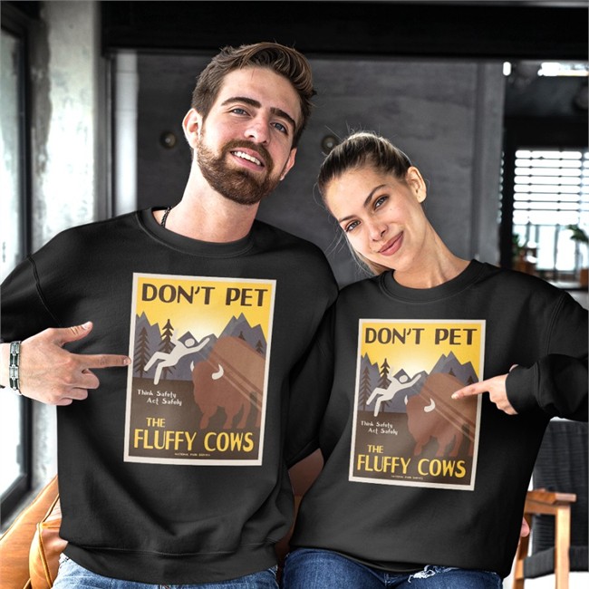 Don't Pet The Fluffy Cows Think Safety Act Safely Hoodie Lakota Man