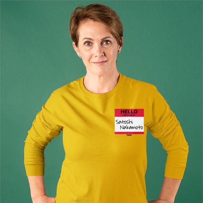 Fomo21 Merch Hello My Name Is Satoshi Nakamoto Sweatshirt Isabellasg3