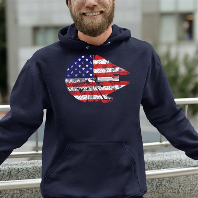 Millennium Falcon American Flag T Shirt