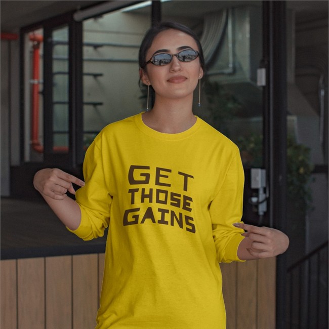 Wolfinwolfi Get Those Gains Long Sleeve Shirt Get Those Gains Shirts Wolfinwolfi