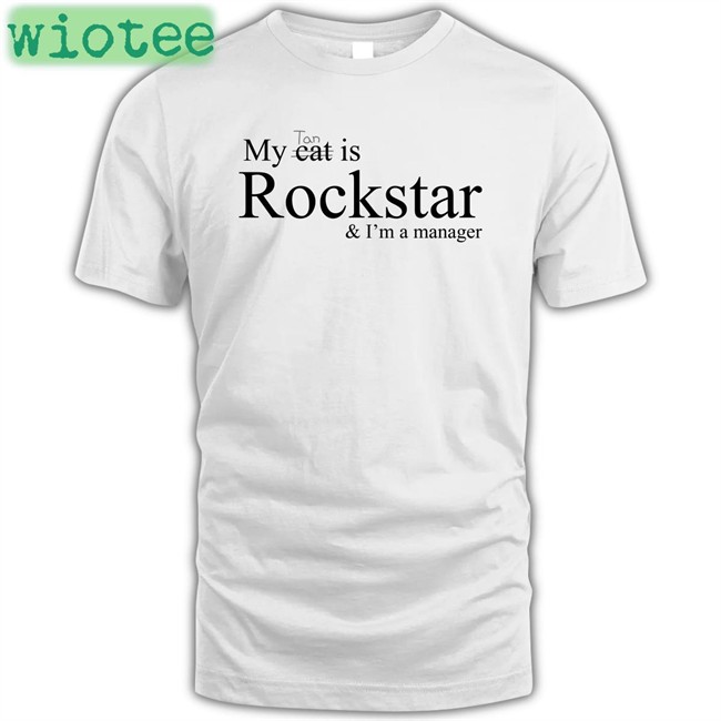 Taehyung My Tan Cat Is Rockstar And I'm A Manager White Long Sleeve Tee Taehyung My Tan Cat Is Rockstar And I'm A Manager Long Sleeve Tee