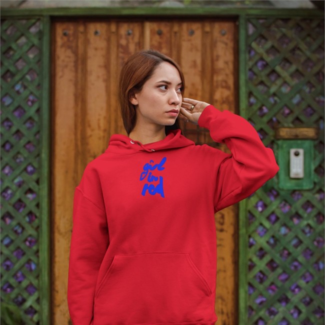 Girl In Red Merch Shiny Blue Thread Hooded Sweatshirt Hooded Sweatshirt
