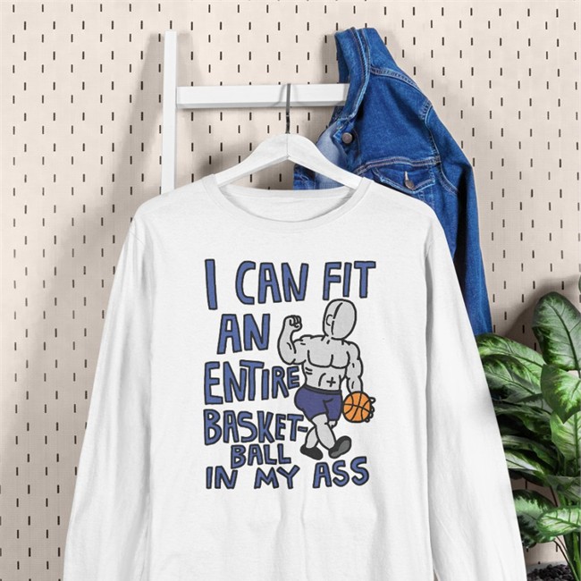 Bighomo Store I Can Fit An Entire Basketball In My Ass Crewneck Sweatshirt Cream Of Dog