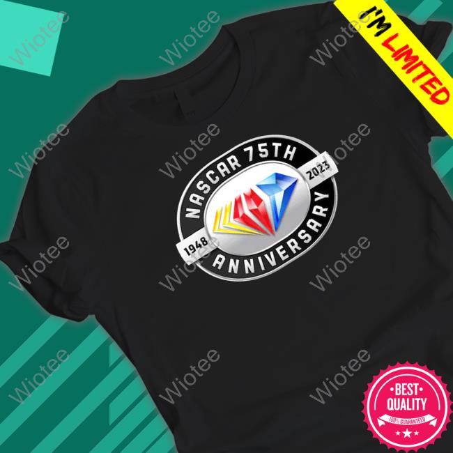 Nascar Merch Checkered Flag 75th Anniversary Logo Tee Shirt