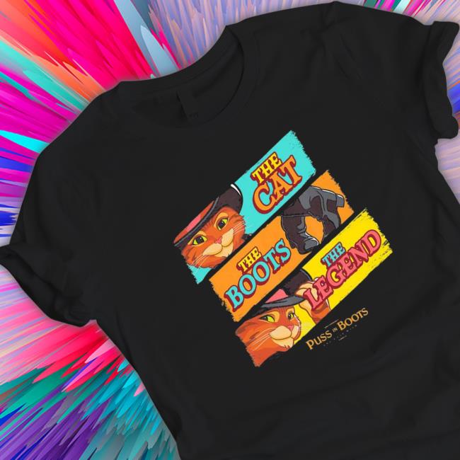 Official Dreamworks puss in boots the last wish logo panels T-Shirt