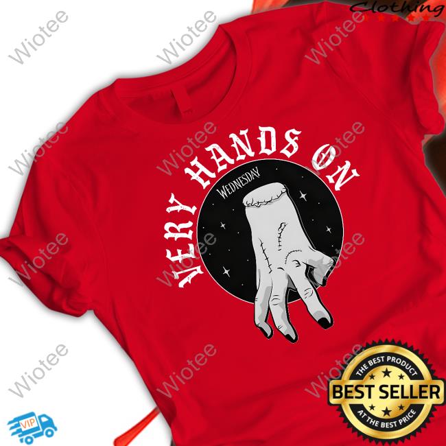 Wednesday Very Hands On Tee Shirt Her Universe Merch Wednesday The Thing Very Hands On Long Sleeve Tee