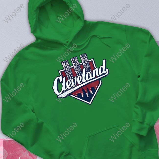 Official Cleveland Baseball Lights Beige Long Sleeve Tee Cleveland Baseball Lights Beige Long Sleeve Tee