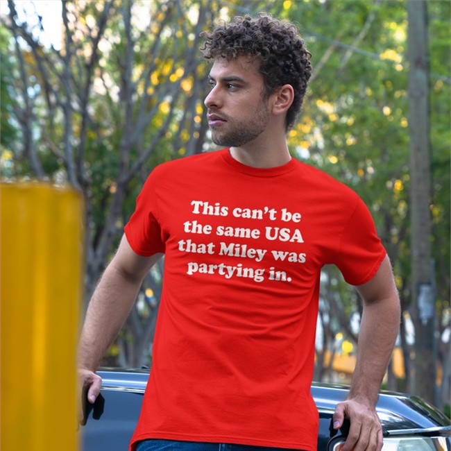 Miley Cyrus This Can’T Be The Same Usa That Miley Was Partying In Tee Shirt Miley Analytics