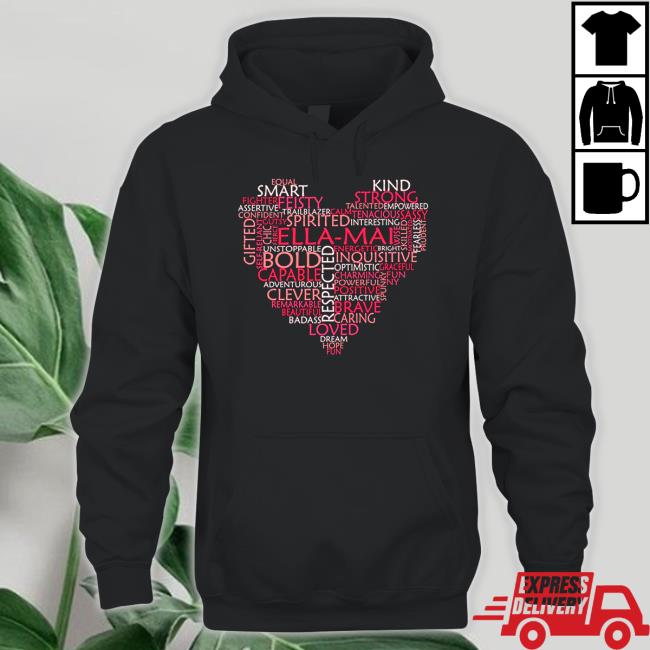 Official Love Heart Word Cloud Shape Name Pink Peach Ella Mai Tee