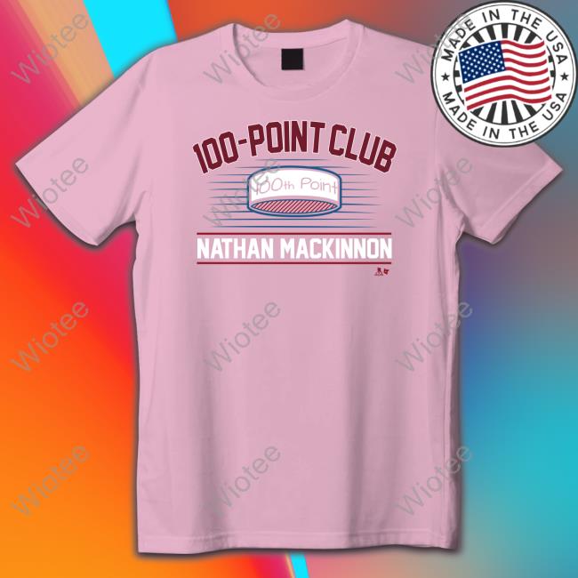 Breakingt Merch Nathan Mackinnon 100-Point Club Tee Shirt