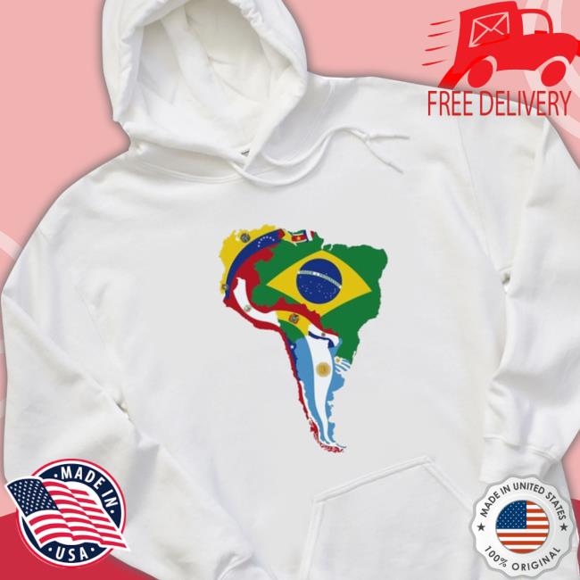Official South America Flag Map Long Sleeve Shirt Official South America Flag Map Hooded Sweatshirt