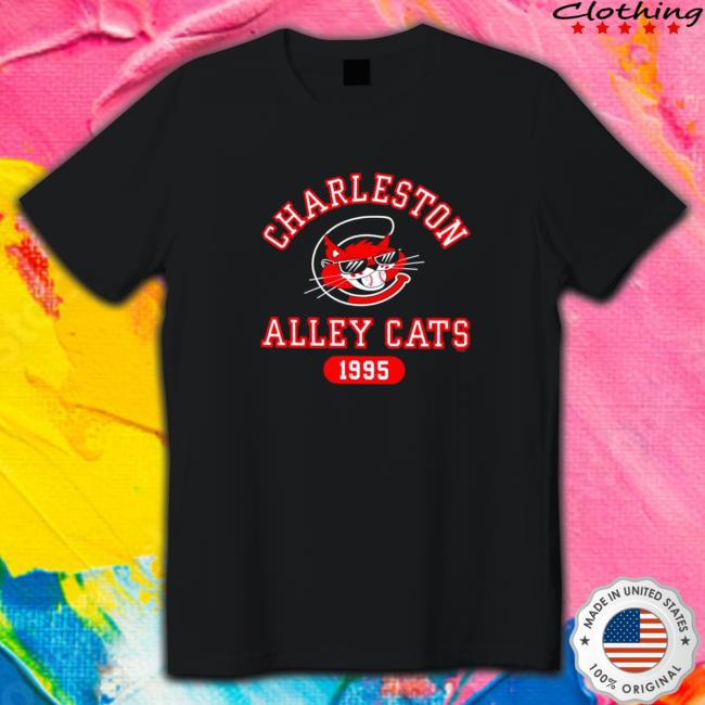 Charleston Alley Cats Al E. Cat logo 1995 Tee Shirt Official Charleston Alley Cats Al E. Cat logo 1995 Hooded Sweatshirt