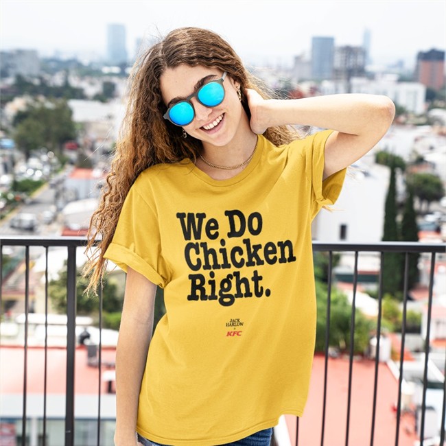 Jack Harlow Merch We Do Chicken Right KFC Hoodie We Do Chicken Right Tee Shirt