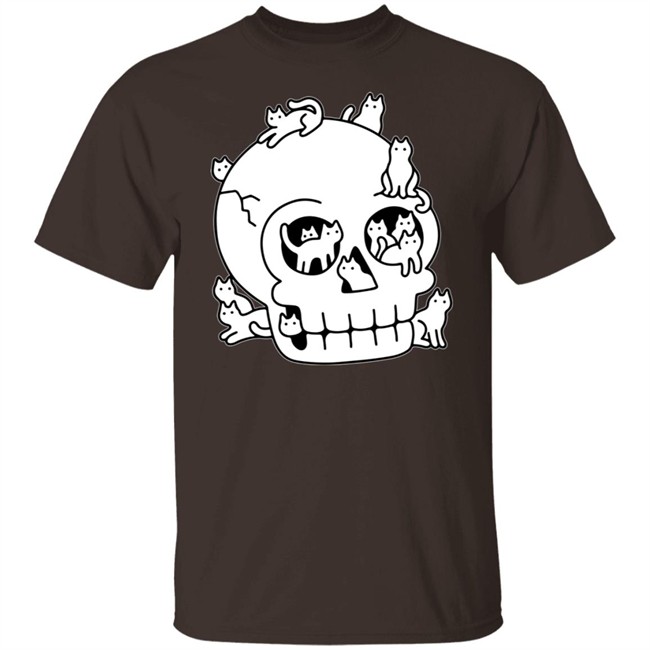 Lladnek Skull Is Full Of Cats Wash Doodle Shirt