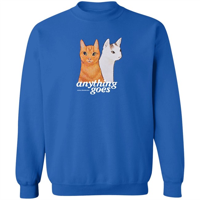 Anything Goes Emma Chamberlain Merch Anything Goes Cats Crewneck Sweatshirt