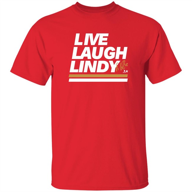 BreakingT Calgary Elias Lindholm Live Laugh Lindy Shirt