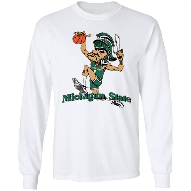 Nudge Printing Merch Michigan State University Vintage Dunking Gruff Sparty T Shirt Spartanhoops_Dk Nudge Printing Merch Michigan State University Vintage Dunking Gruff Sparty T Shirt Spartanhoops_Dk