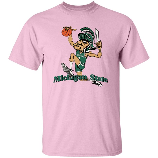 Nudge Printing Merch Michigan State University Vintage Dunking Gruff Sparty T Shirt Spartanhoops_Dk Nudge Printing Merch Michigan State University Vintage Dunking Gruff Sparty T Shirt Spartanhoops_Dk
