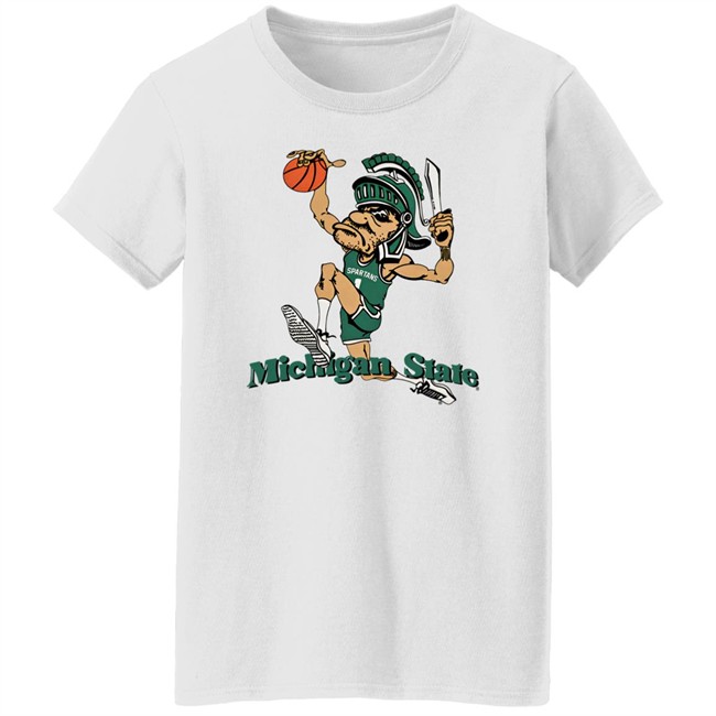 Nudge Printing Merch Michigan State University Vintage Dunking Gruff Sparty T Shirt Spartanhoops_Dk Nudge Printing Merch Michigan State University Vintage Dunking Gruff Sparty T Shirt Spartanhoops_Dk