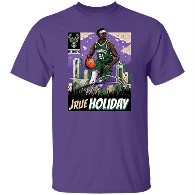 Bucks Pro Shop Merch Item Of The Game Jrue Holiday Skyline Milwaukee Bucks Shirt