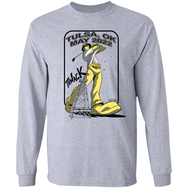 The PGA Tulsa Ok May 2022 THWACK Golden Driller Golfing Shirt Zach Raw The PGA Tulsa Ok May 2022 THWACK Golden Driller Golfing Shirt Zach Raw