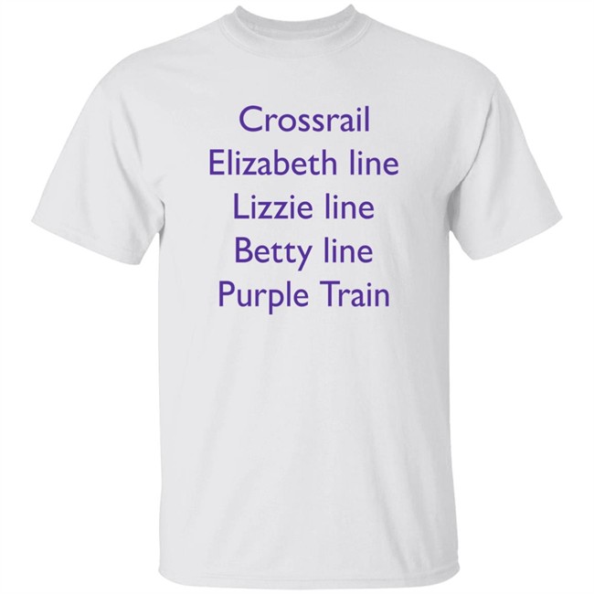MoreTVicar Shop Crossrail Elizabeth Line Lizzie Line Betty Line Purple Train Shirt