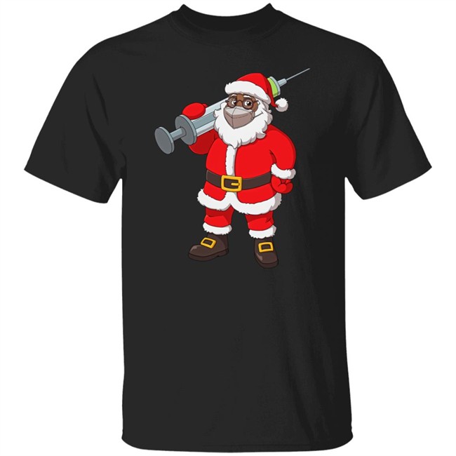 Joy Reid The Reidout African American Santa Claus In Mask Vaccinated Christmas T Shirt