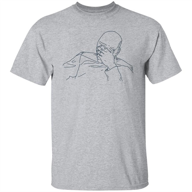Star Trek Next Generation Captain Picard Facepalm Make it so Meme Outline Shirt