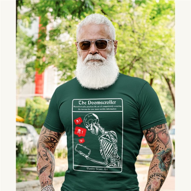 Vanity Scare Art Shop The Doomscroller T-Shirt The Doomscroller Hoodie Vanity Scare Art Shop