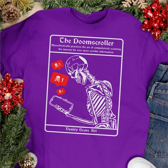 Vanity Scare Art Shop The Doomscroller T-Shirt Vanity Scare Art Shop The Doomscroller Hoodie