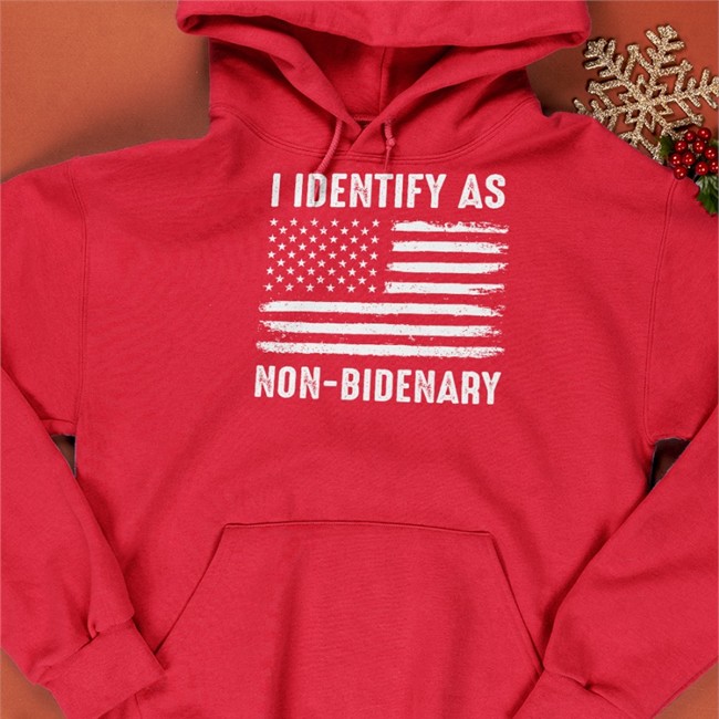 Matt I Identify As Non-Bidenary American Flag Hoodies Red I Identify As Non-Bidenary American Flag Hoodie Matt