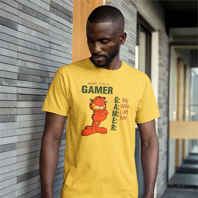 Garfield Yeah I'm A Gamer My Wife Left Me Shirt Shirts That Go Hard
