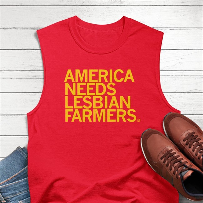Raygun Merch America Needs Lesbian Farmers Long Sleeve Tee Weird Thrift Store Shirts