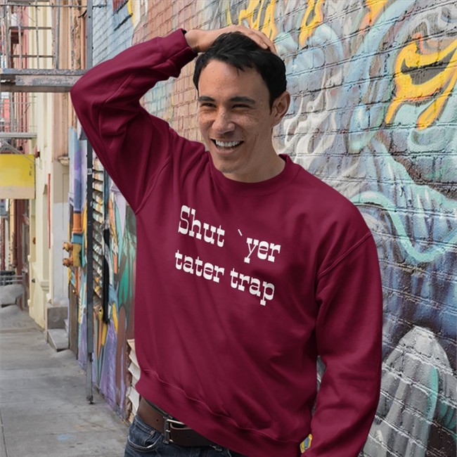 D0cshartens Shut Yer Tater Trap Long Sleeve Shut Yer Tater Trap Hooded Sweatshirt D0cshartens