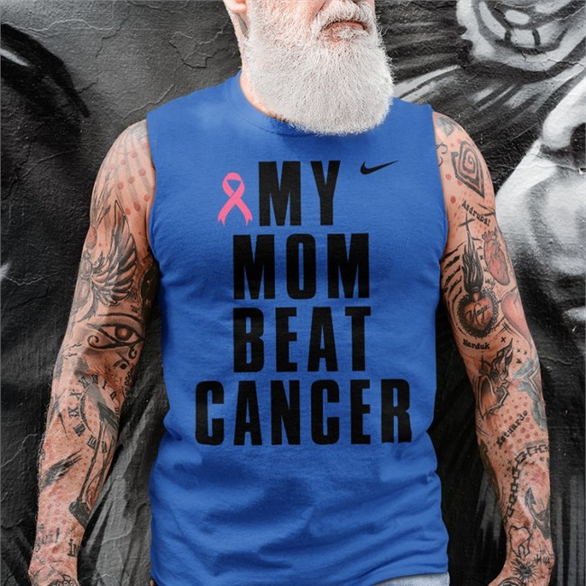 Shirts That Go Hard My Mom Beat Cancer Hat Breast Cancer Awareness