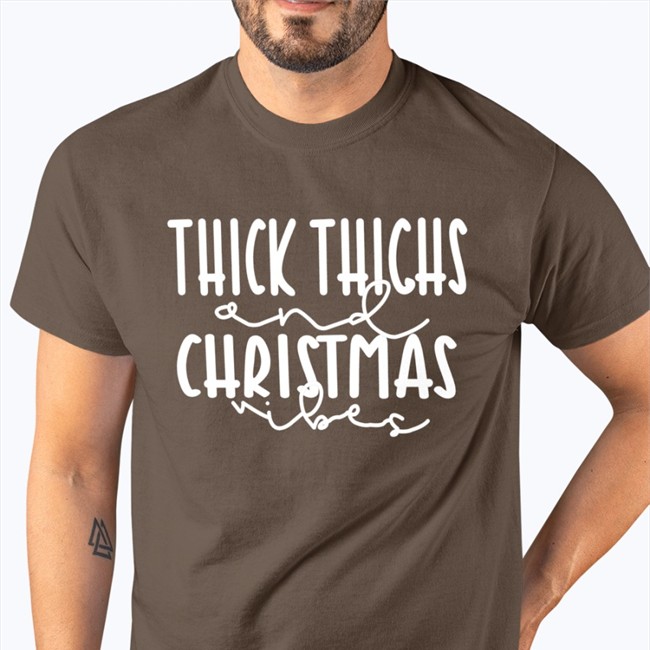 Weird Thrift Store Shirts Thick Thighs And Christmas Vibes Crewneck Sweatshirt
