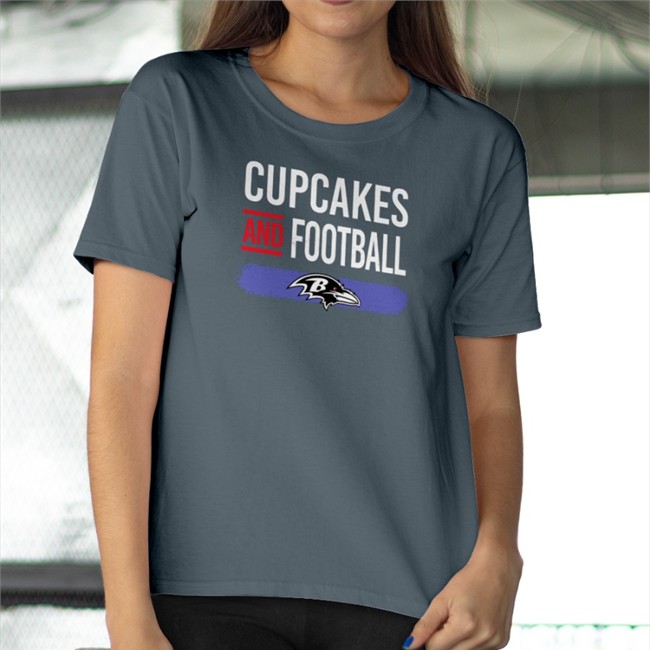 Cupcakes And Football Baltimore Ravens Tee Shirt
