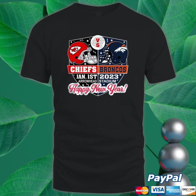 Official Kansas City Chiefs Vs Denver Broncos Jan 1st 2023 Arrowhead Stadium Happy New Year Hooded Sweatshirt