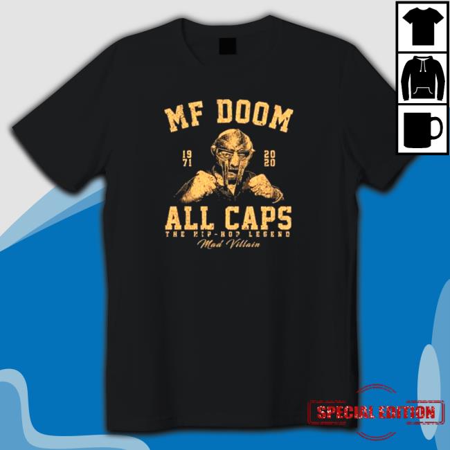 Official Mf Doom All Caps The Hip Hop Legend 1971 2020 Brown Shirt