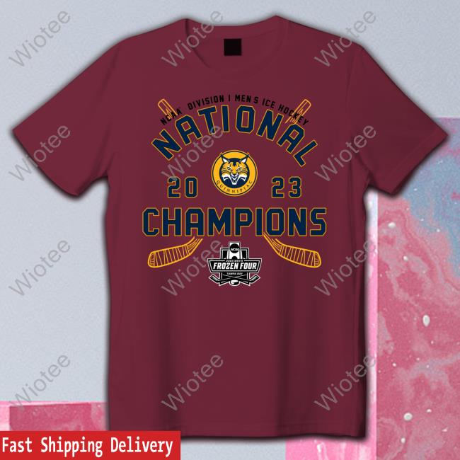 Quinnipiac Bobcats 2023 Ncaa Division I Men's Ice Hockey National Champions Tee Shirt