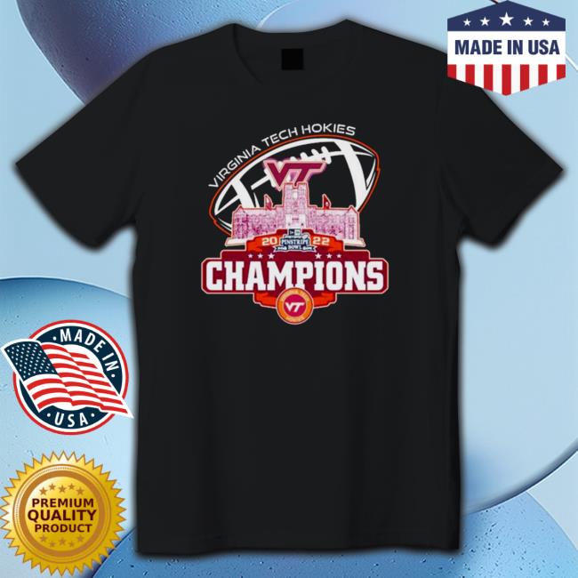 Virginia Tech Hokies City Pinstripe Bowl City 2022 Champions Tee Shirt Virginia Tech Hokies City Pinstripe Bowl City 2022 Champions Tee Shirts