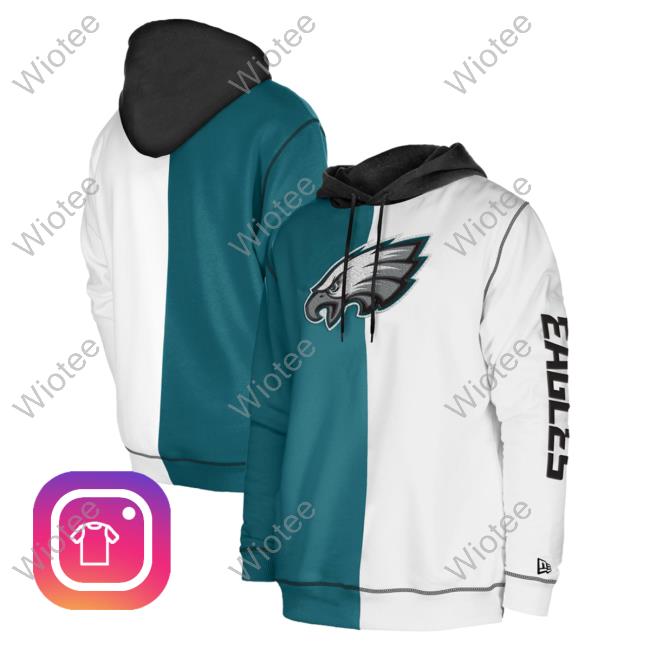 Official PhiladelphiaEagles Clothing Merch Store Shop New Era Midnight Green/White Philadelphia Eagles Third Down Split Raglan Crewneck