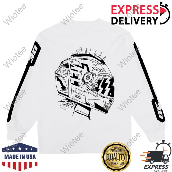Official Marshmello Music Clothing Store Shop Racing Helmet L/S Sweatshirt White Marshmellomusic Merch