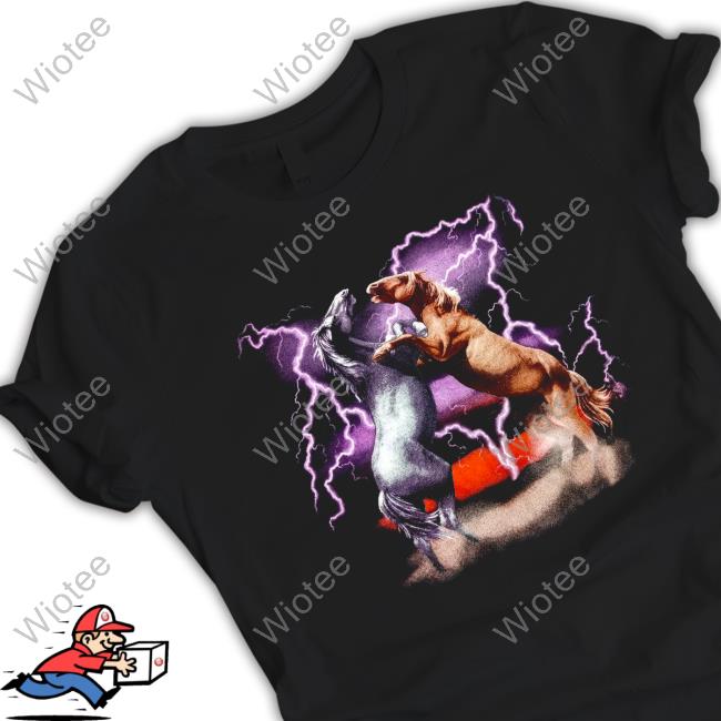 Closeup of Salem’s | 1993 Horses Thunder & Lightning Graphic Hoody