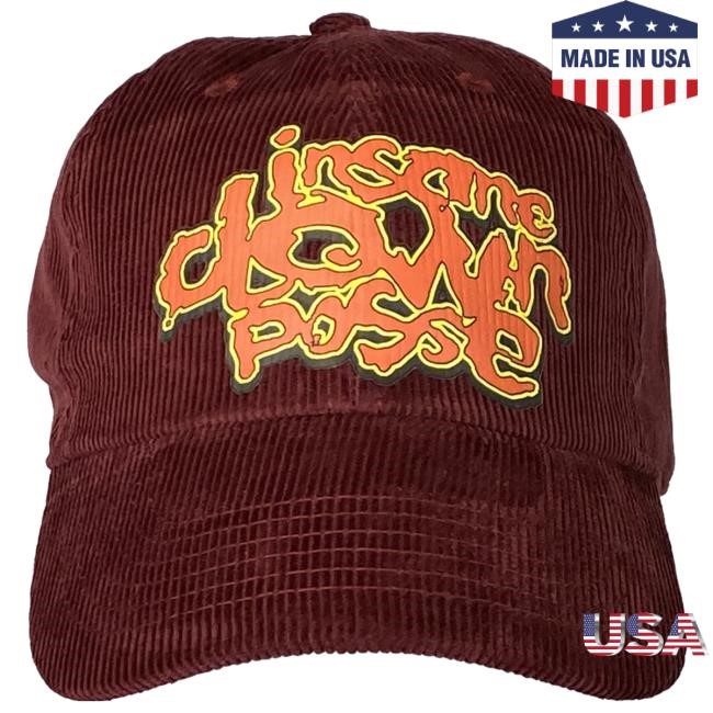 Official Icp Merch Clothing Store Insane Clown Posse "Stack Logo" Corduroy Dad Cap In Burgundy