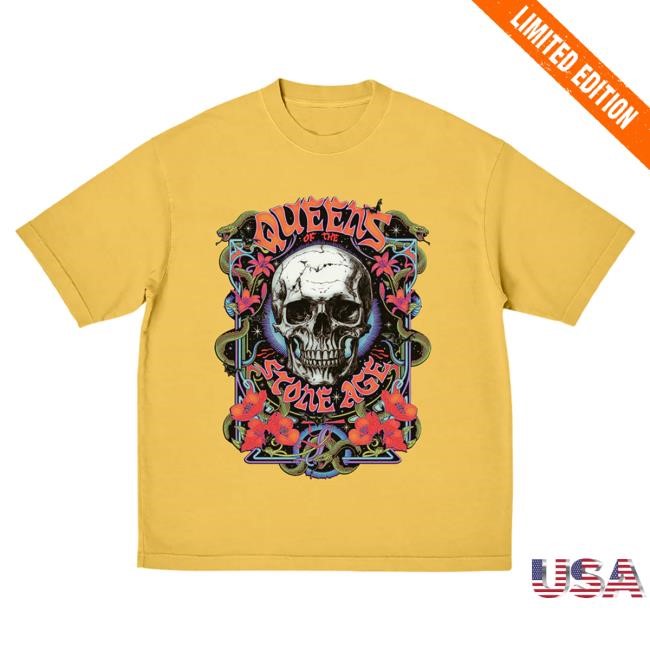 Official Queens Of The Stone Age Merch Store Skull Collage Shirt Qotsa