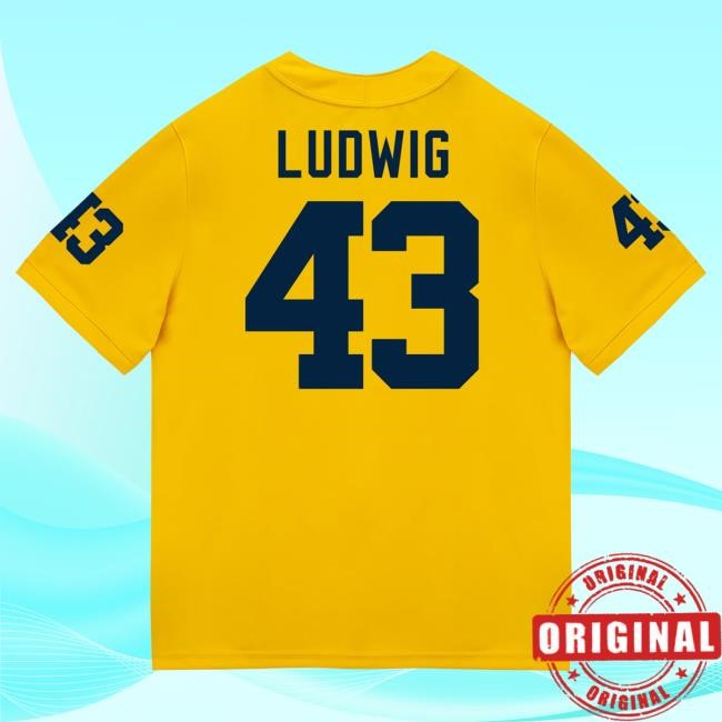 The M Den Michigan Wolverines #43 Zach Ludwig Student Athlete Maize Football Jersey Top Shirt The M Den Michigan Wolverines #43 Zach Ludwig Student Athlete Maize Football Jersey T Shirt