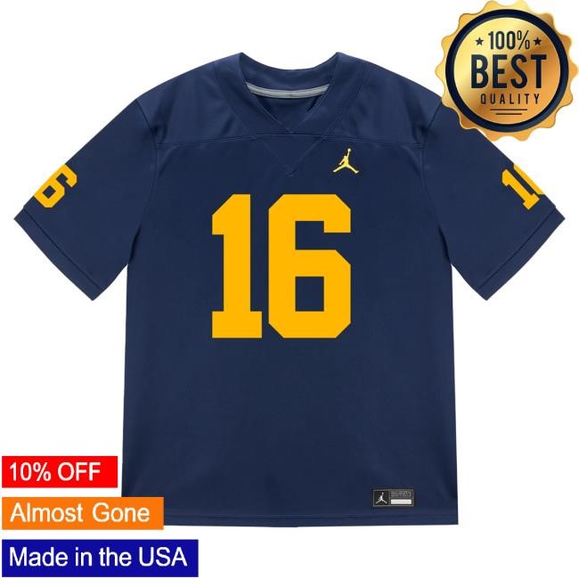 The M Den Michigan Wolverines #16 Jo'Ziah Edmond Student Athlete Blue Football Jersey Hot Shirt